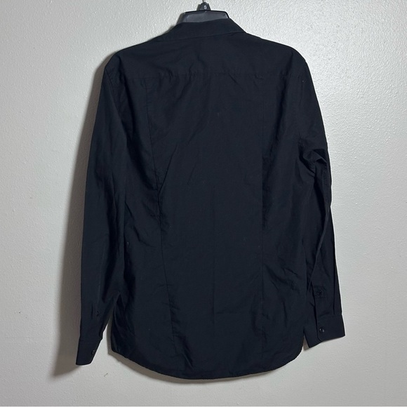 H&M Men Easy Iron Black Button Long Sleeve Slim Fit Shirt Size M. - Picture 4 of 7